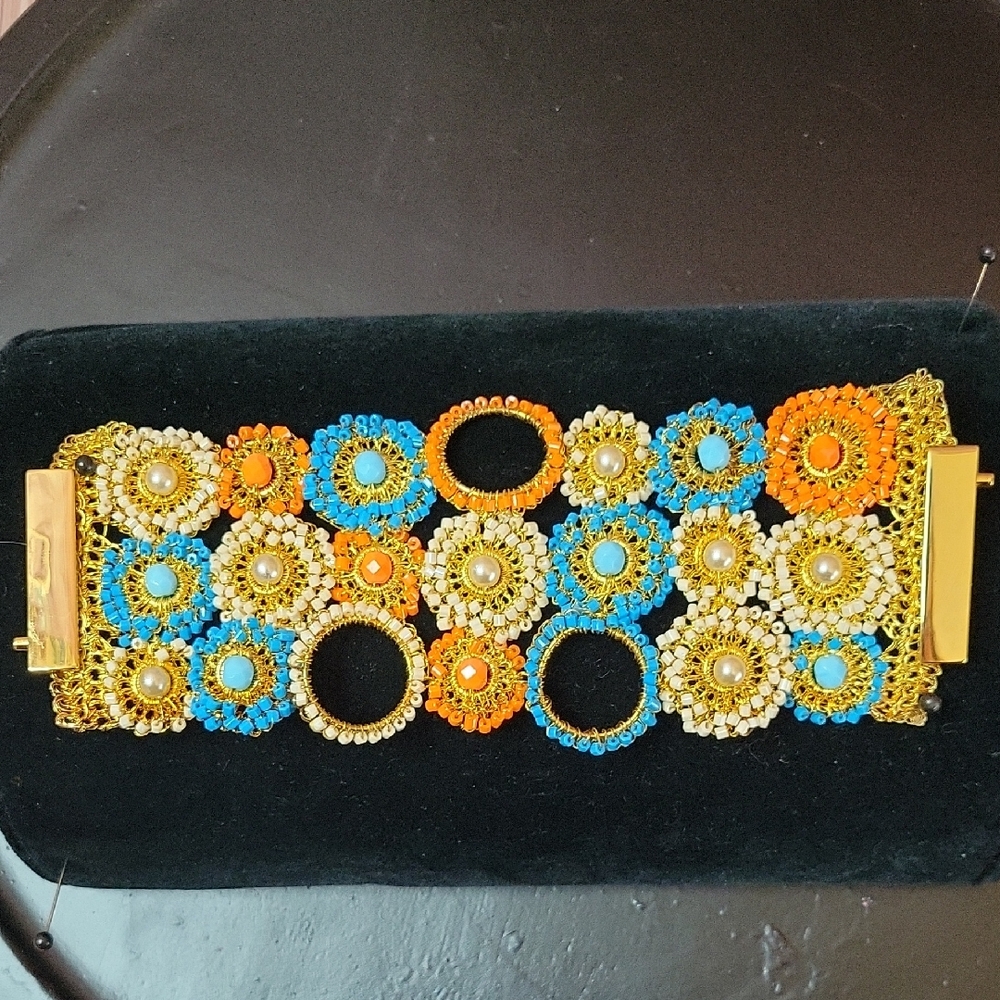 Elegant Gold and Blue Bracelet